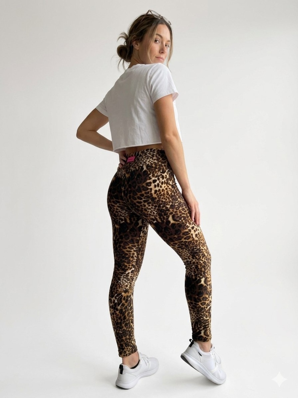 Leopard Print Leggings in Brown - Womens